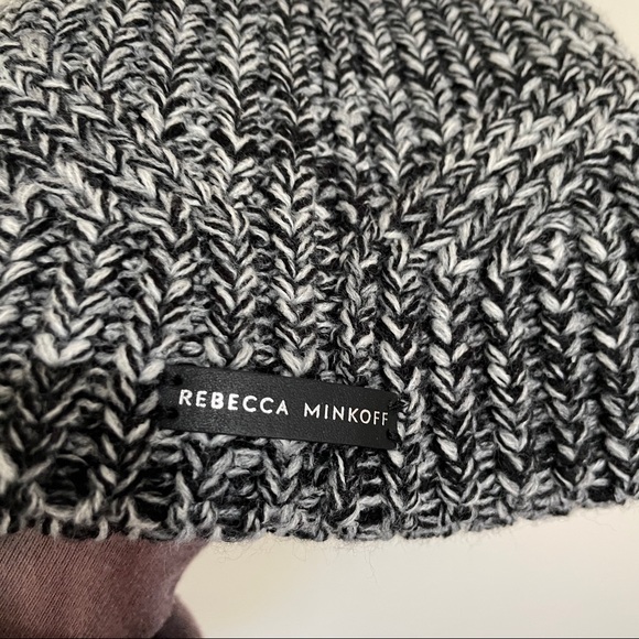 Shopbop Rebecca Minkoff maraled grey ecru beanie Pom Pom hat - Picture 3 of 7